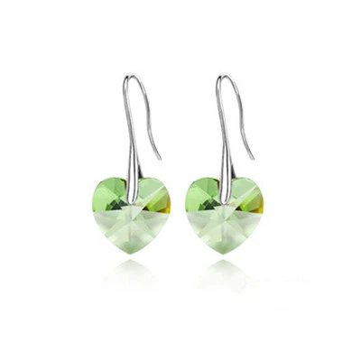 3pcs Women Heart Green Peridot Crystal Earrings Dangle Drop Silver Earrings Gift - Image 1 of 4