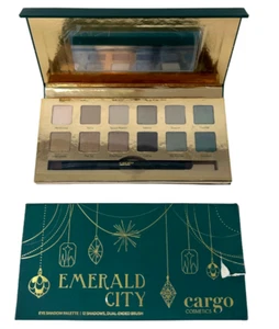 Cargo Cosmetics Emerald City 12 Shadow Eye Shadow Palette, Dual Ended Brush NIB - Picture 1 of 5
