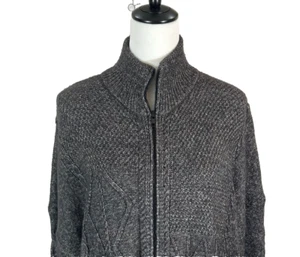 Cabi Cardigan Womens XL Gray Heather Fisherman Full Zip High Neck Sweater - Picture 1 of 11