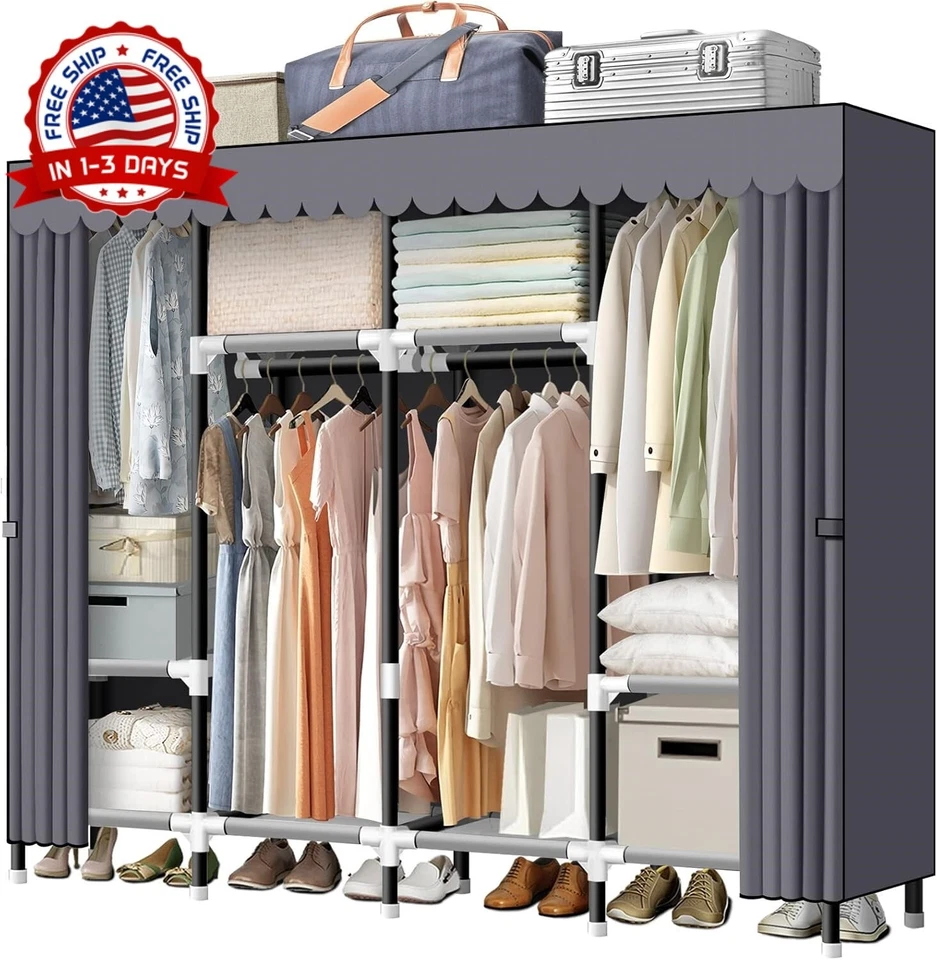 Armario ropero portátil de 67 pulgadas para colgar ropa - Image 1 of 4