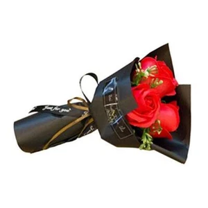 3 Heads Artificial Rose Bouquet Soap Flower Petals Valentine Day Gifts for - Picture 1 of 8