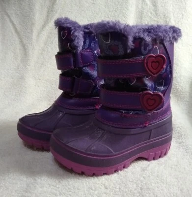 Athletech Toddler Purple Glitter and Hearts Sz. US8, EU25, UK 7.5 Snow Boots - Image 1 of 4