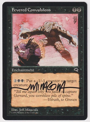 Signed Fevered Convulsions MP Tempest Artist Jeff Miracola 1997 MTG Magic Rare! - Image 1 of 2
