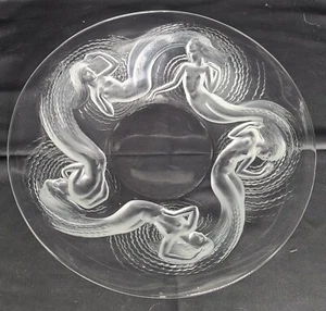 Rene Lalique französische Kristall CALYPSO flache Schale 14" breit Akt Nymphen Meerjungfrauen - Bild 1 von 6