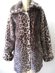 Faux Fur Coat Dennis By Dennis Basso Animal Print Long Sleeve Hip Length NWT - Picture 1 of 6
