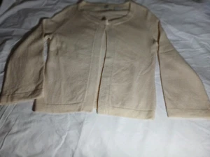 neiman marcus donna cardigan cashmere paillettes maglione giallo chiaro beige S/M - Foto 1 di 5