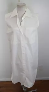 Banana Republic XS Petite White Midi Dress Shirt Dress Collared Sleeveless New - Picture 1 of 7