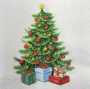 Paper Luncheon Decoupage Napkin 3-Ply CHRISTMAS TREE Presents Gifts Pack 20 - Picture 1 of 1