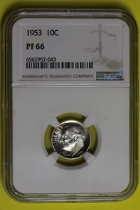 1953 Proof NGC PF66 Toned Roosevelt Dime 10c #B38072 - Picture 1 of 2