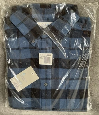 Croft & Barrow Mens Large Blue Plaid Shirt Flannel Heat Retention NWT Sealed Bag - Image 1 of 4