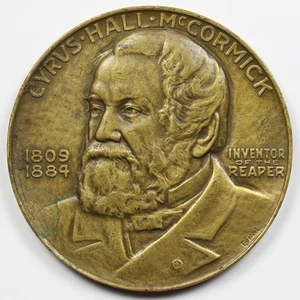 Medalla de bronce del centenario Cyrus Hall McCormick Reaper 1931 70 mm Medallic Art Co. - Imagen 1 de 3