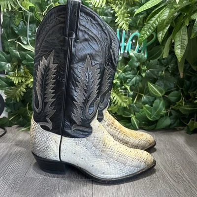 Botas RARAS Tony Lama Hombres 9 EE Exótica Piel de Serpiente Pitón. Cuero superior brillante de colección Foto 1 de 4