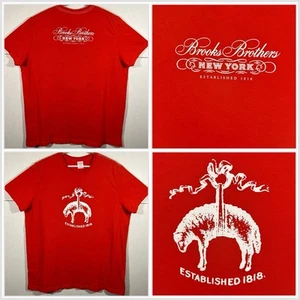 Brooks Brothers 1818 New York Hombre’s 2XL Camiseta Gráfica Naranja Camisa Manga Corta - Imagen 1 de 13