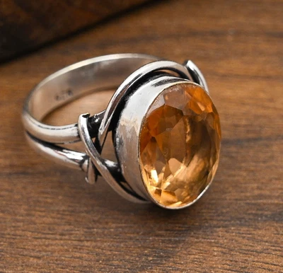 AAA+ Morganite Gemstone 925 Solid Sterling Silver Handmade Ring Jewelry - Image 1 of 4