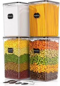 4 PCS Large Food Storage Containers with Lids Airtight Transparent - Picture 1 of 7