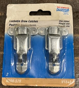 (2-Pk) National Hardware Lockable Draw Catches Zinc Plated N208-579 V1843 - Picture 1 of 4