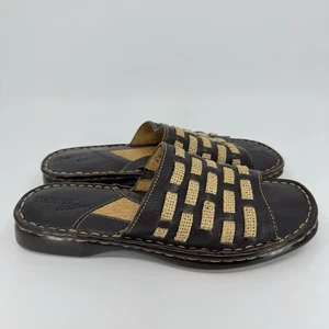 Born Drilles Leather Dark Brown Comfort Slip -On Sandals B-6085 Womens Size 8 - Picture 1 of 9