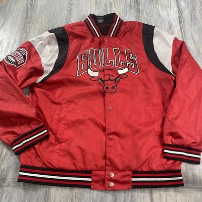 Chaqueta cortavientos retro con botones a presión Chicago Bulls adulto talla 2XL NBA LEER Foto 1 de 4