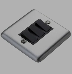 Iightswitch Triple 2 Way 10AX BLK INT Stainless Steel - DEC365 - Picture 1 of 1