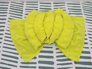 Vintage Deborah Rhodes Lime Green Bow Clip On 100% Silk Cute Fashion Hairclip - Picture 1 of 10