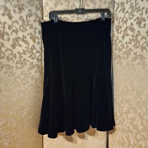 Carmen Marc Valvo Black Velvet A-Line Holiday Evening Skirt Size 12 - Picture 1 of 5