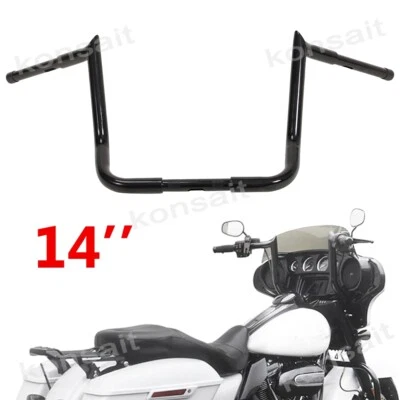 Black 14" Meathook Ape Hanger Bar Handlebar For Harley Electra Glide Ultra 1986+ Foto 1 de 4