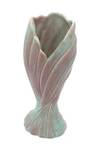 West Coast Keramik drapierte Vase mauve aquamarin türkis Tulpe Blütenblätter Vintage - Bild 1 von 6