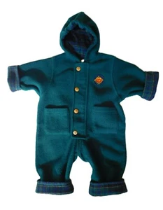 Vintage Babycrest Fleece Hooded Coverall Romper Jumpsuit Boys Unisex Size 6-9 M - Picture 1 of 8