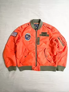 Polo Ralph Lauren COASTAL ARANCIONE Nylon Air SQDRN 67 Giacca Bomber - Foto 1 di 12