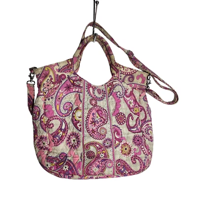 Vera Bradley пейсли встречает клетку сумка с короткими ручками большой розовый женщин сумочка или Дамская сумка w ремень - Изображение 1 из 4