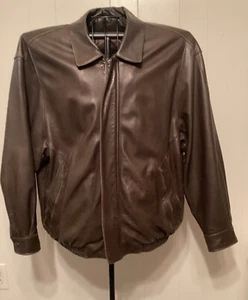 Giacca di pelle marrone pelle di agnello Roundtree & York vintage taglia XL - Foto 1 di 12