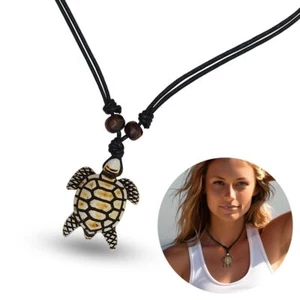 Surferkette mit Schildkröten Anhänger Textilkette Strandschmuck Boho Style - Bild 1 von 7