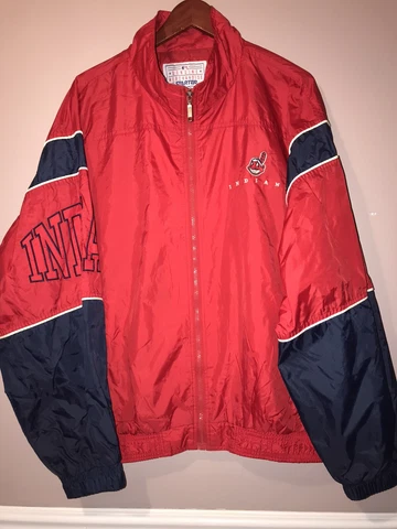 VINTAGE 1990's CLEVELAND INDIANS GUARDIANS STARTER BRAND WINDBREAKER JACKET XL Cover
