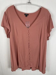 Torrid Womens Short Sleeve Lace-Up Corset Back Top 2X New Coral - Picture 1 of 11