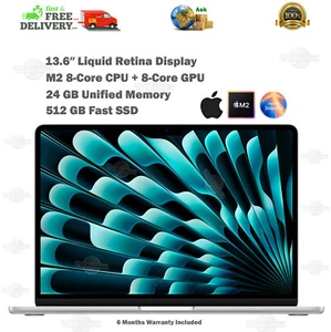 Apple MacBook Air 13,6 Zoll IPS P3 M2 24GB RAM 512GB SSD 8C CPU 8C GPU Laptop - Bild 1 von 24