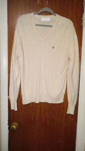 Vintage Christian Dior MONSEIEUR Cream Cable VNeck Sweater XL