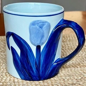 Blau Blumen Tulpe Keramik Becher Delfts Holland - Bild 1 von 8