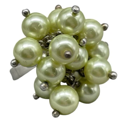 Anello Donna perle verdi argento 925 elegante Made in Italy Misura 18 da Regalo. - Immagine 1 di 4
