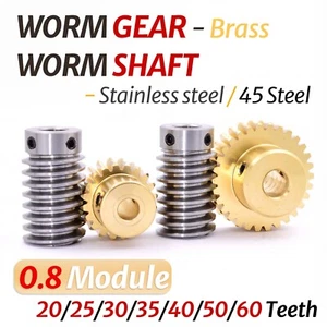0.8 Module 1:20-60 Reduction Ratio Gear Copper Worm Wheel Gear & Worm Gear Shaft - Picture 1 of 17