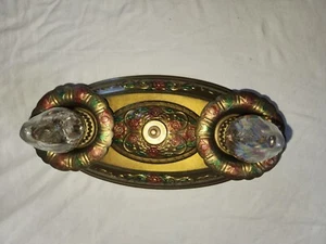 2 ANTIQUE ART NOUVEAU CHANDELIERS METAL FLUSH MOUNT CEILING FIXTURES 1920's - Picture 1 of 5