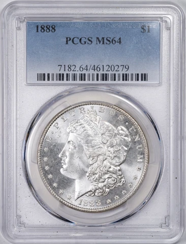 1888 PCGS MS64 Uncirculated Morgan Silver Dollar Philadelphia, LOOKS PROOF-LIKE! Cover