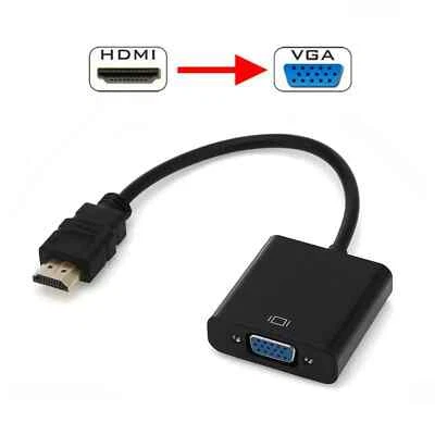 TC HDMI Fits For Male IN to VGA Female OUT Converter Cable Adaptor Black for TV - Image 1 of 4