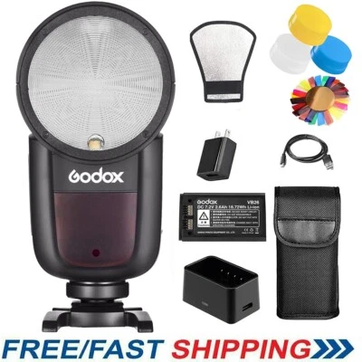 Godox V1-C Round Head Camera Flash for Canon Flash Speedlite 76Ws 2.4G TTL HSS - Image 1 of 4