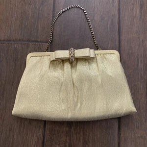 Vintage MCM Gold Lame Evening Clutch by L & M After Five - Picture 1 of 10