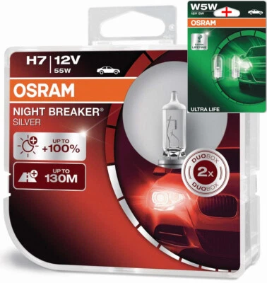 Osram H7 12V 55W NIGHT BREAKER SILVER +100% 2Stk.+W5W LL - Bild 1 von 4