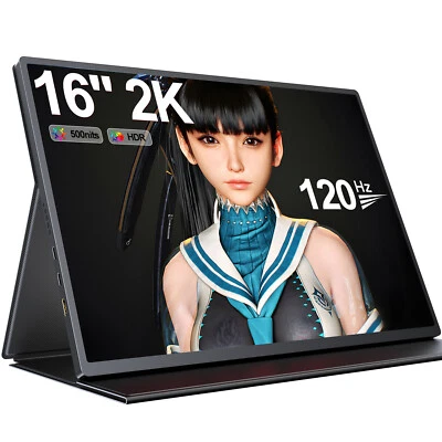 16" 120Hz Gaming Monitor 2K Portable Monitor 16:10 Screen Display USB-C Monitor - Image 1 of 4