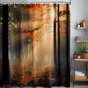 Fall Forest Shower Curtain Autumn Shower Curtains for Bathroom Nature Scenic ... - Picture 1 of 7
