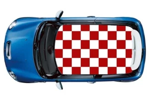 Calcomanía gráfica de vinilo envoltura de techo Mini Cooper patrón a cuadros rojo nueva #589 - Imagen 1 de 6