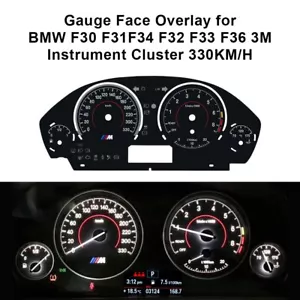 For BMW F30 F31 F34 F32 F33 F36 3M Instrument Cluster 330KM/H Gauge Face Overlay - Picture 1 of 7