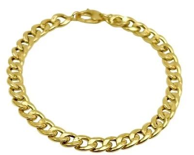 18K Gelbgold Cuban Link Armband 7,5 Zoll Länge 6 mm Breite Echtes Gold - Bild 1 von 4